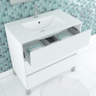 Pack meuble salle de bains 80cm blanc 3 tiroirs, vasque, miroir 60x80 à leds intégrées - xenos Aurlane - PACM630