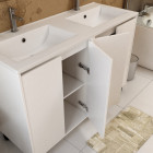 Meuble salle de bains 120 cm laqué blanc 4 portes, vasque, miroirs 60x80 à leds intégrées - xenos Aurlane - PACM634