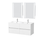 Meuble salle de bains 120 cm laqué blanc 4 tiroirs, vasque, miroirs 60x80 à leds intégrées - xenos Aurlane - PACM638