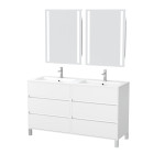Meuble salle de bains 120 cm laqué blanc 6 tiroirs, vasque, miroirs 60x80 à leds intégrées - xenos Aurlane - PACM642