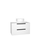 Meuble salle de bains 80 cm blanc laqué à suspendre - 2 tiroirs - vasque ø36 cm - jazz - Couleur de vasque au choix
