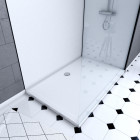 Pack panneau wall'it blan 90 et panneau wall'it blanc 120 + receveur whiteness ii + paroi en verre trempé + barre de fixation noir mat. Aurlane - PACP017
