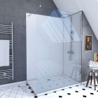 Pack panneau wall'it blan 90 et panneau wall'it blanc 120 + receveur whiteness ii 120 + paroi en verre trempé transparent + barre de fixation chrome. Aurlane - PACP019