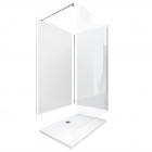 Pack panneau wall'it blan 90 et panneau wall'it blanc 120 + receveur whiteness ii 120 + paroi en verre trempé depolie + barre de fixation chrome. Aurlane - PACP020