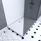 Pack panneau wall'it blanc 90 et panneau wall'it blanc 120 + receveur whiteness ii 120 + paroi en verre trempé fumé dark + barre de fixation. Aurlane - PACP022