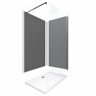 Pack 2 panneaux wall'it gris + paroi en verre trempé transparent + receveur + barre de fixation Aurlane - PACP029