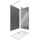 Pack 2 panneaux muraux + receveur + paroi en verre trempé miroir + barre de fixation Aurlane - PACP033