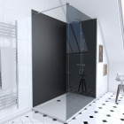 Pack 2 panneaux muraux wall'it noir + receveur whiteness ii 120 + paroi de douche freedom 2 fumé 120 + barre de fixation chrome Aurlane - PACP046