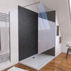 Panneaux muraux ardoise 90+120x210 - receveur 120x90 - paroi 120x200 + bras maintien - Couleur paroi au choix