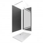 Pack panneau mural stone'it ardoise 90 + panneau mural stone'it ardoise 120 + paroi de douche + receveur + barre de fixation chrome Aurlane - PACP069