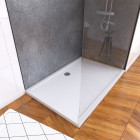 Pack 2 panneaux muraux stone'it silver grey + receveur whiteness ii 120 + paroi de douche freedom 2 dark 120 + barre de fixation noir Aurlane - PACP089