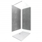 Pack panneau mural stone'it silver grey 90 + panneau mural stone'it silver grey 120 + paroi de douche + receveur + barre de fixation Aurlane - PACP091