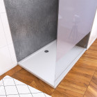 Panneaux muraux silver grey 90+120x210 - receveur 120x90 - paroi 8mm 120x200 + bras - Couleur de paroi au choix