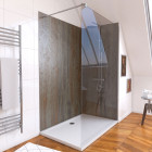 Pack panneaux muraux wood stone 90+120x210 - receveur 120x90 - paroi 120x200 - profils et bras chrome Aurlane - PACP103