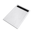 Receveur en acrylique blanc effet pierre 80x120x4 cm + grilles linéaires chrome et noire - moon Aurlane - PACR015