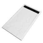 Receveur en acrylique blanc effet pierre 80x140x5 cm + grilles linéaires chrome et noire - moon Aurlane - PACR019