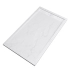 Pack receveur 140x80 blanc effet pierre et grille décor en aluminium blanc brillant - pack moon Aurlane - PACR020