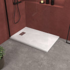 Pack receveur blanc effet pierre 120x80 cm et grille décor perforée en inox - pack rock 2 Aurlane - PACR104