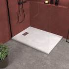 Pack receveur blanc effet pierre 120x90 cm et grille décor perforée en inox - pack rock 2 Aurlane - PACR107