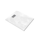 Pack receveur blanc effet pierre 90x70 cm et grille décor perforée en inox - pack rock 2 Aurlane - PACR108