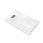Pack receveur blanc effet pierre 120x80 cm et grille décor linéaire en inox - pack rock 2 Aurlane - PACR109