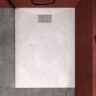 Pack receveur blanc effet pierre 120x90 cm et grille décor linéaire en inox - pack rock 2 Aurlane - PACR112
