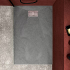 Pack receveur gris effet pierre 120x80 cm et grille décor perforée en inox - pack rock 2 Aurlane - PACR114