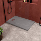 Pack receveur gris effet pierre 140x90 cm et grille décor perforée en inox - pack rock 2 Aurlane - PACR115