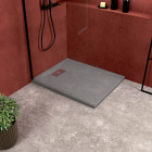 Pack receveur gris effet pierre 100x80 cm et grille décor perforée en inox - pack rock 2 Aurlane - PACR116