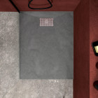 Pack receveur gris effet pierre 90x70 cm et grille décor perforée en inox - pack rock 2 Aurlane - PACR118