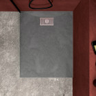 Pack receveur gris effet pierre 100x80 cm et grille décor linéaire en inox - pack rock 2 Aurlane - PACR121