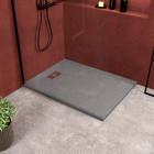 Pack receveur gris effet pierre 120x90 cm et grille décor linéaire en inox - pack rock 2 Aurlane - PACR122