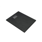 Pack receveur noir effet pierre 100x80 cm et grille décor perforée en inox - pack rock 2 Aurlane - PACR126