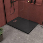Pack receveur noir effet pierre 120x90 cm et grille décor linéaire en inox - pack rock 2 Aurlane - PACR132