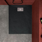 Pack receveur noir effet pierre 90x70 cm et grille décor linéaire en inox - pack rock 2 Aurlane - PACR133