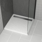 Receveur en acrylique blanc effet pierre 90x90x4cm + grilles linéaires chrome et gun metal Aurlane - PACR171