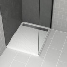Receveur en acrylique blanc effet pierre 100x80x4cm + grilles linéaires chrome et gun metal Aurlane - PACR172