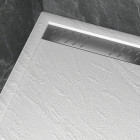 Receveur en acrylique blanc effet pierre 140x90x5cm + grilles linéaires chrome et gun metal Aurlane - PACR176