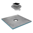 Receveur de douche à carreler 90x90 cm avec bondes à sortie horizontale - grille noire Aurlane - PACR184