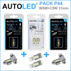 Pack p44 4 ampoules led / t10 (w5w) 9 leds + navette c5w 31mm 2 leds autoled®