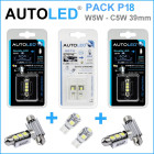 Pack p18 4 ampoules led w5w (t10)+navette c5w 39mm canbus autoled®