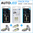 Pack p24 4 ampoules led w5w (t10)+navette c5w 39mm canbus autoled®
