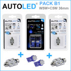 Pack b1- 4 ampoules led bleu c5w 36mm+w5w / habitacle autoled®