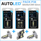 Pack p38 4 ampoules à led - h6w(bax9s) 5 leds canbus+navette c5w 42mm canbus autoled®