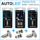 Pack p32 4 ampoules à leds - w5w (t10) 5 leds canbus+navette c5w 42mm canbus autoled®