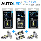 Pack p28 4 ampoules à leds - w5w (t10) 9 leds canbus+navette c5w 42mm canbus autoled®