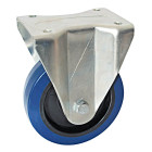 Roulette fixe à platine rectangulaire AVL - Roue caoutchouc bleu Ø 200 - Charge 400 kg - 527726