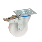 Roulette pivotante à platine + frein AVL - Roue nylon blanc Ø 100 - Charge 150 kg - 590842O