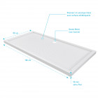 Receveur de douche a poser extra-plat anti-derapant en acrylique blanc rectangle - 160x80cm - bac de douche whiteness 160