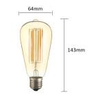 Ampoule led e27 cob filament st64 6w 220v 360 - couleur eclairage au choix